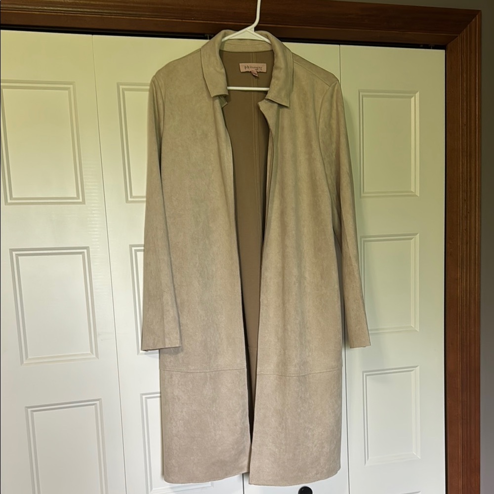 Philosophy Tan Trench Coat Classic Minimalist Design
